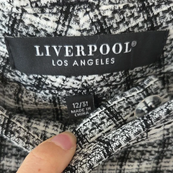 Liverpool Black and White Plaid Slim Pant - Picture 2 of 5